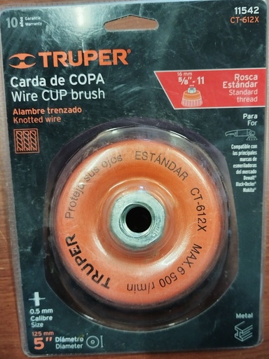 [HV_143] CARDA DE COPA ALAMBRE TRENZADO 5" Trupper NUEVA TRUPER 11542